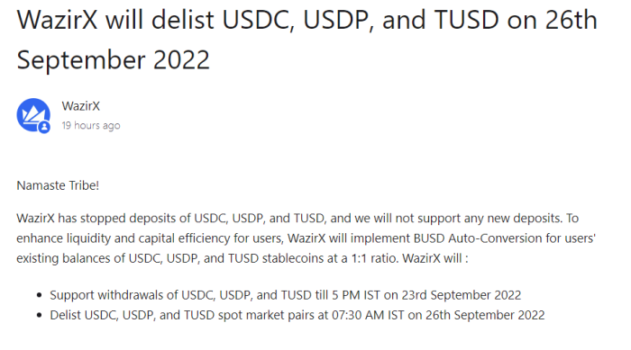 와지르엑스, 스테이블코인 3종 상폐···USDT 제외 기사의 사진