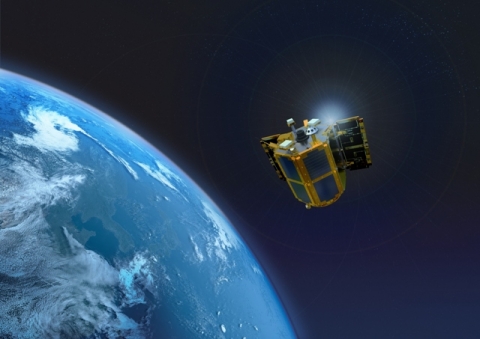 나로호에 탑재되는 나로과학위성'(STSAT-2C)은 저궤도 인공위성이다. 사진은 그래픽 화면. ⓒ한국항공우주연구원