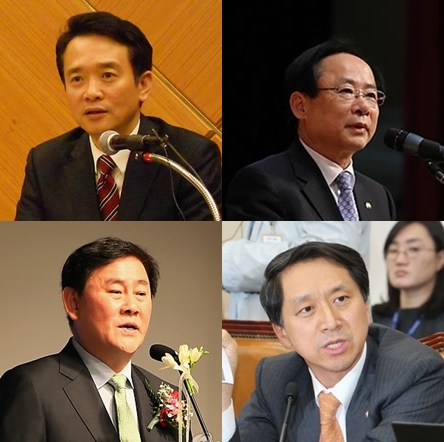 새누리당 원내대표 후보군. 왼쪽 상단부터 시계방향으로 남경필·이주영·김기현·최경환 의원. 연합뉴스