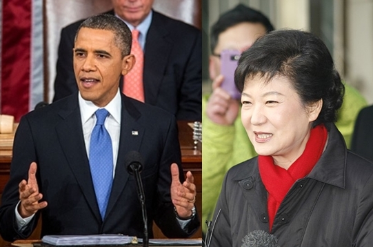 버락 오바마 미국 대통령(左)과 박근혜 대통령. 뉴스웨이 DB