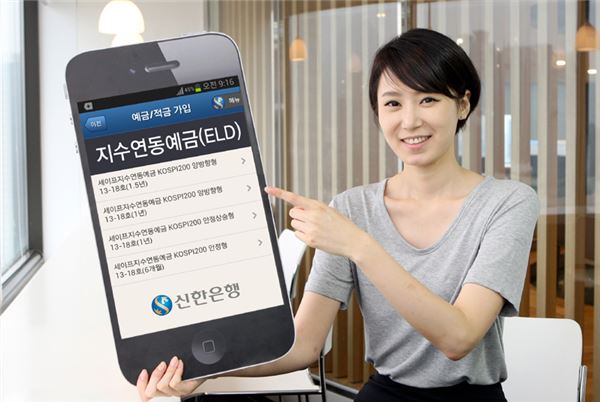 신한은행이 15일부터 판매하는 스마트폰용 지수연동예금(ELD). 사진=신한은행 제공