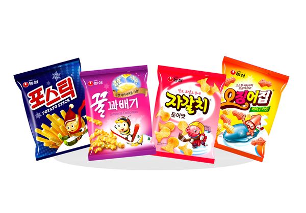 농심 대표 스낵제품 포장지 새디자인 변경 출시./사진=농심 제공