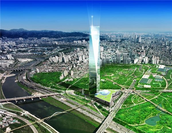 현대자동차그룹이 서울 성수동 삼표레미콘 공장 부지에 건립을 추진하고 있는 글로벌 비즈니스센터 조감도.