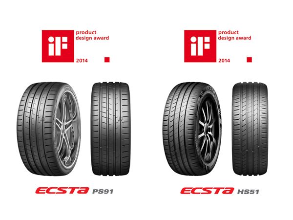 금호타이어의 초고성능 타이어인 엑스타 PS91과 엑스타 HS51이 2014 iF 디자인상에서 제품디자인 - 운송수단 부문을 수상했다. 사진=금호타이어 제공