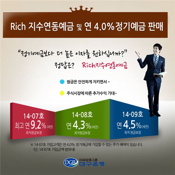 대구銀, ‘Rich지수연동예금’ 3종 출시 기사의 사진