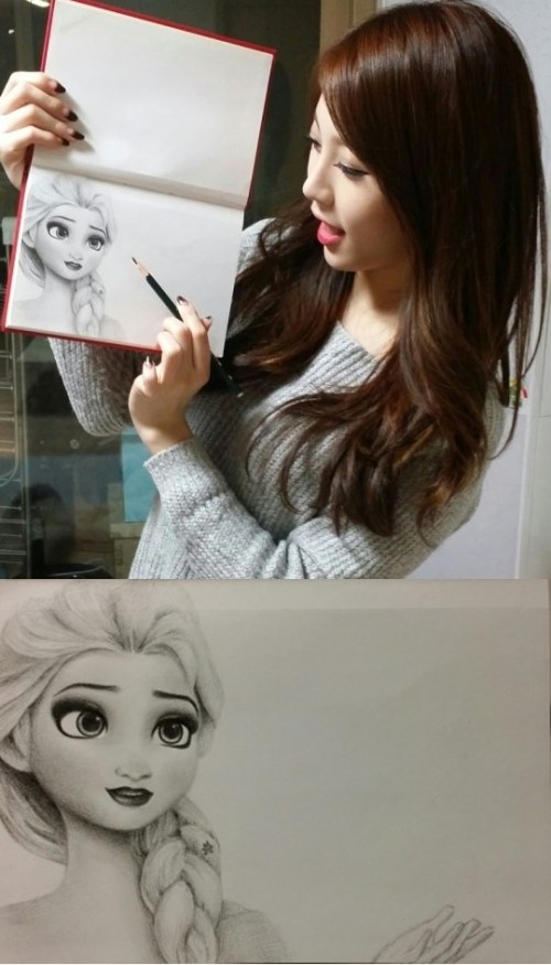 걸스데이 유라, 겨울왕국 엘사 그림 공개. 사진=유라 트위터