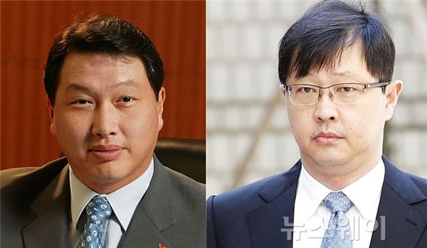 최태원 SK그룹 회장(왼쪽)과 최재원 SK그룹 수석부회장.