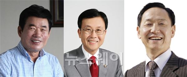 야권 경기지사 예비후보들. (왼쪽부터) 김진표 민주당 의원, 원혜영 민주당 의원, 김상곤 전 경기도교육감. 사진=뉴스웨이DB