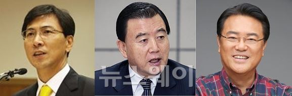 (왼쪽부터) 안희정 충남지사, 홍문표 새누리당 의원, 정진석 전 국회 사무총장. 사진=뉴스웨이DB