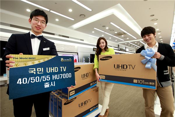 삼성전자가 40·50·55형 UHD TV ‘HU7000’ 시리즈를 출시하고 시장 확대에 나섰다. 사진=삼성전자 제공