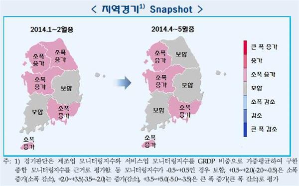 지역별 경기개선 흐름. 자료=한국은행 제공