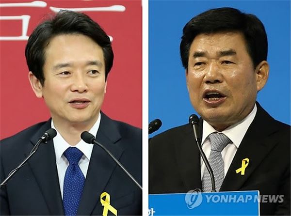 남경필 새누리당 경기지사 후보(左), 김진표 새정치연합 후보. 사진=연합뉴스