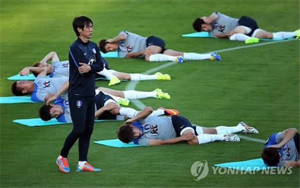 훈련 중인 한국 축구대표팀. 사진=연합뉴스 제공