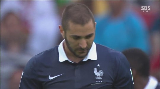 프랑스-온두라스 조별예선 경기에서 선취골을 터뜨린 프랑스의 카림 벤제마(사진=SBS 방송화면 캡쳐)