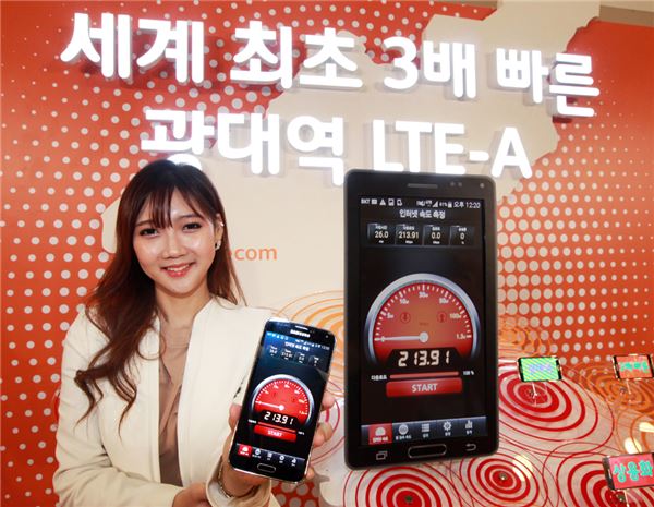SK텔레콤은 19일 서울 중구 을지로 소재 SK-T타워에서 간담회를 갖고 스마트폰 출시를 포함한 LTE보다 3배 빠른 ‘광대역 LTE-A’ 서비스를 세계 최초로 상용화 했다고 밝혔다.