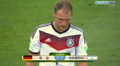 독일-아르헨티나 결승전 전반 0-0마무리 사진=SBS화면 캡처