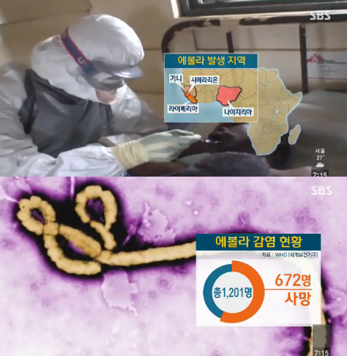 에볼라 발생국 방문 자제. 사진=SBS