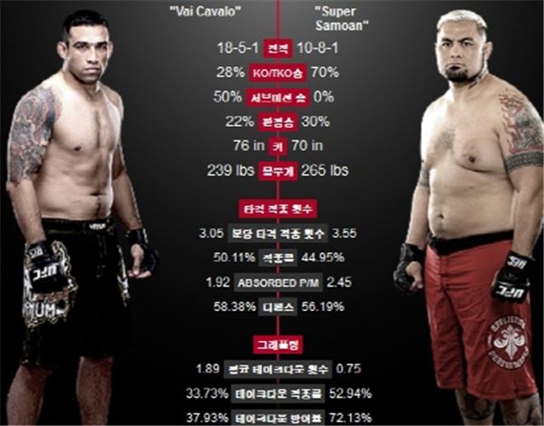 ‘UFC 180’ 파브리시오 베우둠-마크 헌트. 사진=UFC 홈페이지 캡처