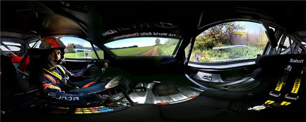 i20 WRC 가상현실 체험 파노라마 화면 캡쳐. 사진=현대자동차 제공