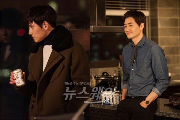 KBS2 '힐러'의 제작진이 늦은 밤 함께 맥주를 마시고 있는 지창욱과 유지태의 모습이 담긴 스틸을 공개해 화제다 / 사진= ㈜김종학프로덕션 제공