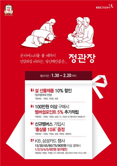 정관장 홍삼, 설 선물 프로모션 행사···인기 제품 10% 가격 혜택