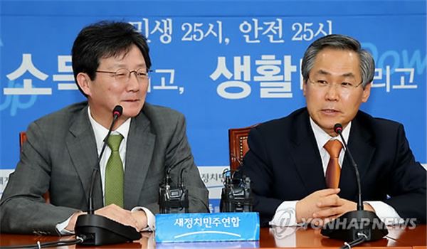 새누리당 유승민(왼쪽), 새정치민주연합 우윤근(오른쪽) 원내대표. 사진=연합뉴스 제공