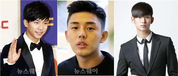 (좌로부터)이승기, 유아인, 김수현 / 사진 = 뉴스웨이DB, 키이스트