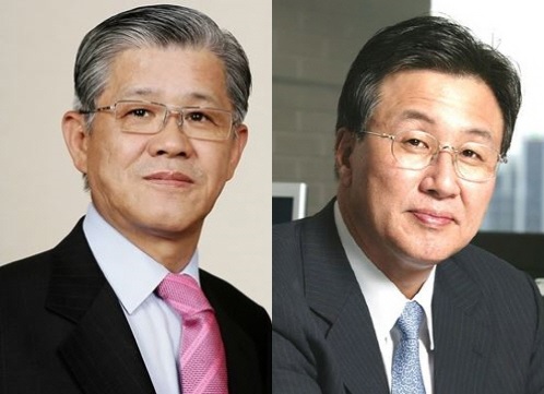 최신원 SKC 회장(왼쪽)과 박장석 SKC 부회장.