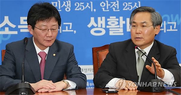새누리당 유승민, 새정치민주연합 우윤근 원내대표. 사진=연합뉴스 제공