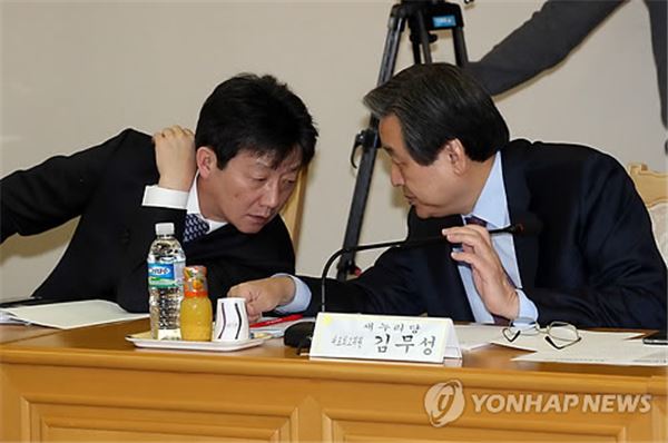 새누리당 김무성(오른쪽) 대표와 유승민(왼쪽) 원내대표. 사진=연합뉴스 제공