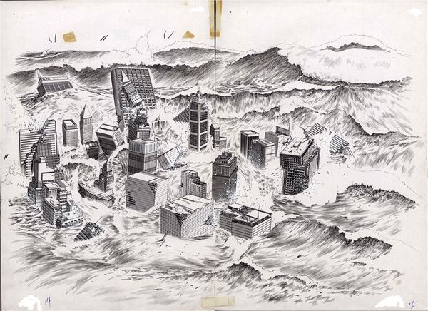 망치(1990)자연재해로 무너저가는 도시.