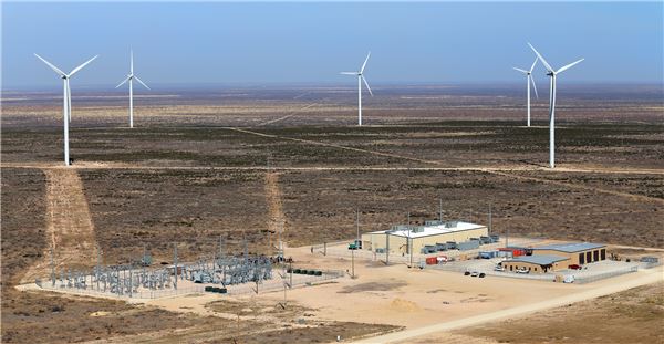 미국 서부 텍사스에 위치한 듀크의 토트리스 풍력발전소 전경 사진=삼성SDI