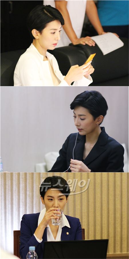 KBS2 '어셈블리' 김서형이 촬영 쉬는 시간마저 남다른 포스를 뿜어내 눈길을 끌고 있다 / 사진제공= 젠스타즈