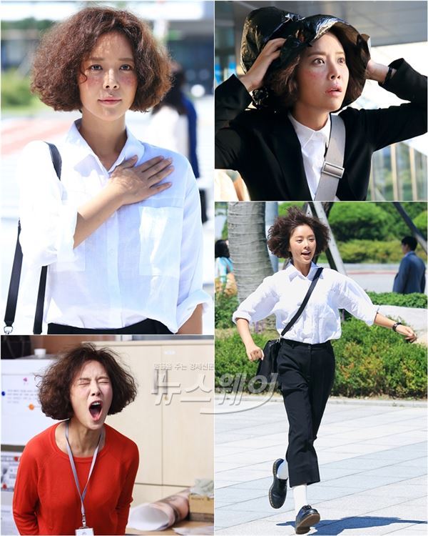 MBC 새 수목 미니시리즈 ‘그녀는 예뻤다’에서 부스스한 머리에 주근깨 가득한 김혜진으로 파격 변신하는 황정음의 현장 컷이 처음으로 공개됐다/ 사진제공= MBC ‘그녀는 예뻤다’