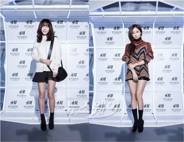 H&M Studio AW 2015 컬렉션 런칭기념 파티에 참석한 배우 강예원과 티아라 효민 / 사진제공= H&M