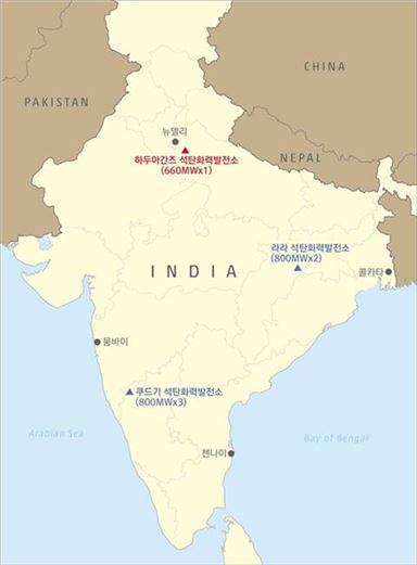 인도 하두아간즈 PJT(지도). 사진=두산중공업 제공