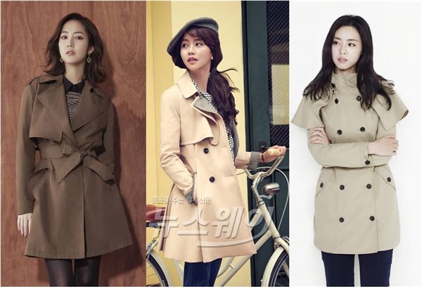 트렌치코트의 유래에 대한 관심이 증폭되고 있는 가운데 박민영, 김소현, 이연희 등 미녀 스타들이 가을을 맞아 분위기 있는 트렌치코트 스타일을 선보여 화제가 되고 있다. 사진=뉴스웨이DB