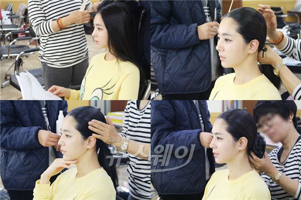 쪽머리에도 굴욕없는 미모를 발산한 KBS2 '장사의신-객주2015'  한채아의 두상이 화제에 오르고 있다  /사진제공= 가족액터스