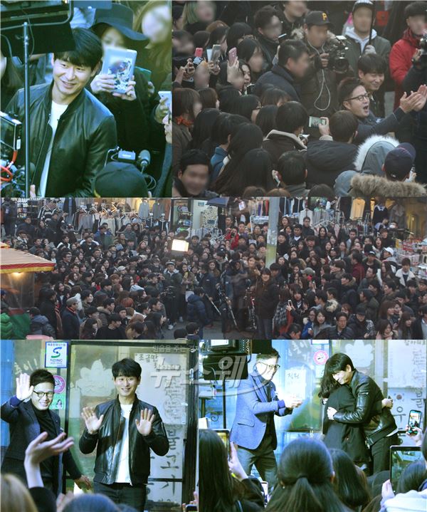 '한밤의TV연예' 게릴라 인터뷰에 나선 박혁권이 ‘육룡이 나르샤’ 하차에도 불구하고 여전히 뜨거운 인기를 과시했다 / 사진= 가족액터스 제공