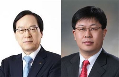왼쪽부터 김용환 농협금융지주 회장과 이경섭 농협은행장 내정자