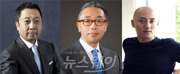 (왼쪽부터)박정원 회장, 박지원 두산중공업 부회장, 박서원 두산 전무. 사진=뉴스웨이DB