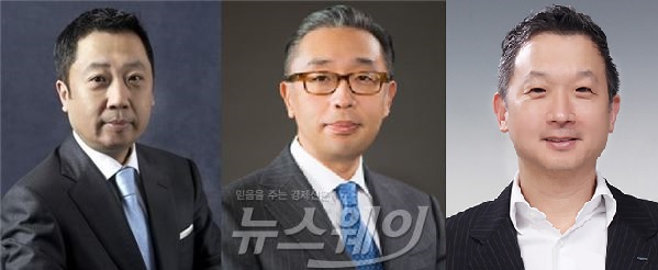(왼쪽부터) 박정원 두산그룹 회장, 박지원 두산중공업 부회장, 박태원 두산건설 사장. 사진=뉴스웨이DB