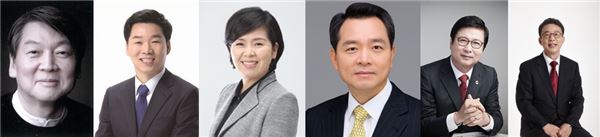 왼쪽부터 안철수, 김병관, 양향자, 성일종, 양희권, 홍철호 후보 사진=각 후보 블로그