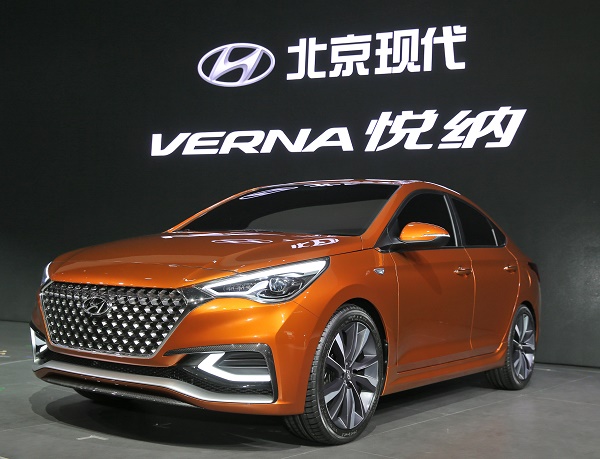 현대자동차가 북경 모터쇼에서 공개한 중국형 신형 ‘베르나’ 콘셉트 모델은 중국 20~30대 젊은 세대를 타깃으로 만들어진 도심형 세단이다. 사진=현대자동차 제공
