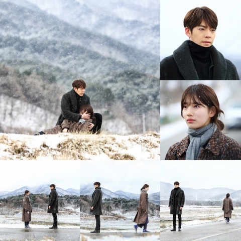 ‘함부로 애틋하게’ 김우빈♥배수지, 비주얼 효과란 이런 것···설원 배경 애틋 사진 공개
