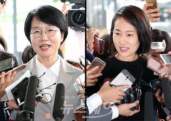 김수민·박선숙 국민의당 의원 리베이트 의혹과 관련, 영장실질심사 서울서부지방법원 출석. 사진=이수길 기자 leo2004@newsway.co.kr