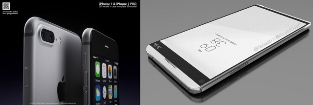 아이폰7과 LG V20 랜더링 이미지.