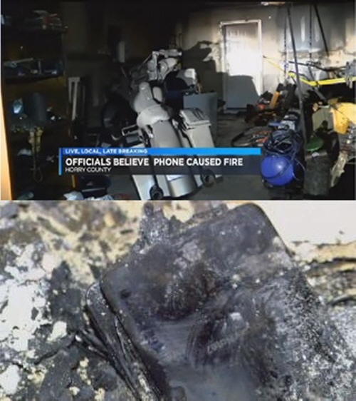 미국에서 지난 7일(현지시간) 삼성 갤럭시노트7 충전 중 폭발로 인해 창고 전체가 불타버렸다는 주장이 제기됐다. 사진=WMBFNews 방송 캡쳐.