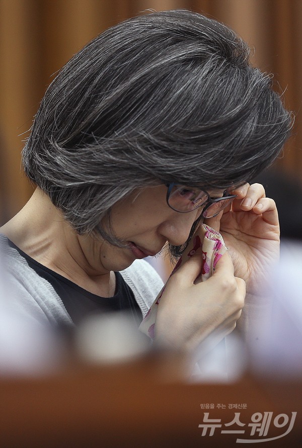 조선·해운산업 청문회, ‘눈물만 흘리는 최은영 전 한진해운 사장’ 기사의 사진