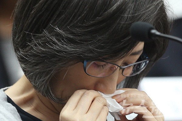 조선·해운산업 청문회, ‘눈물만 흘리는 최은영 전 한진해운 사장’ 기사의 사진